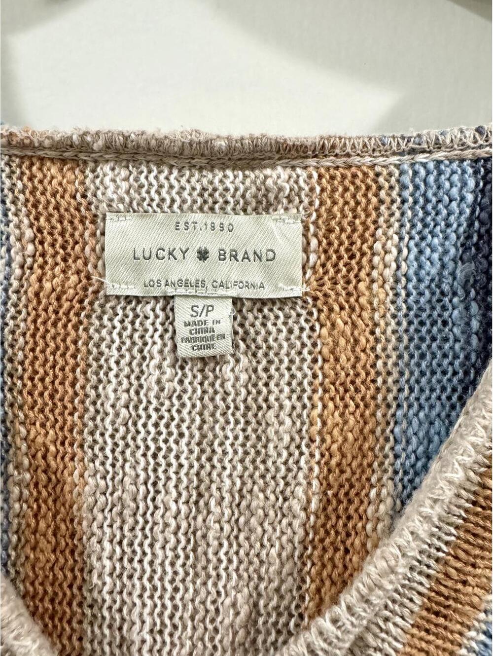 Lucky Brand Baja Beach Hoodie Surf Stripe Cotton Knit Beach Pullover Small - Picture 7 of 9